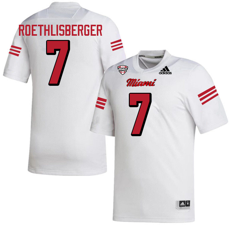 Miami University Redhawks #7 Ben Roethlisberger College Football Jerseys Stitched-White